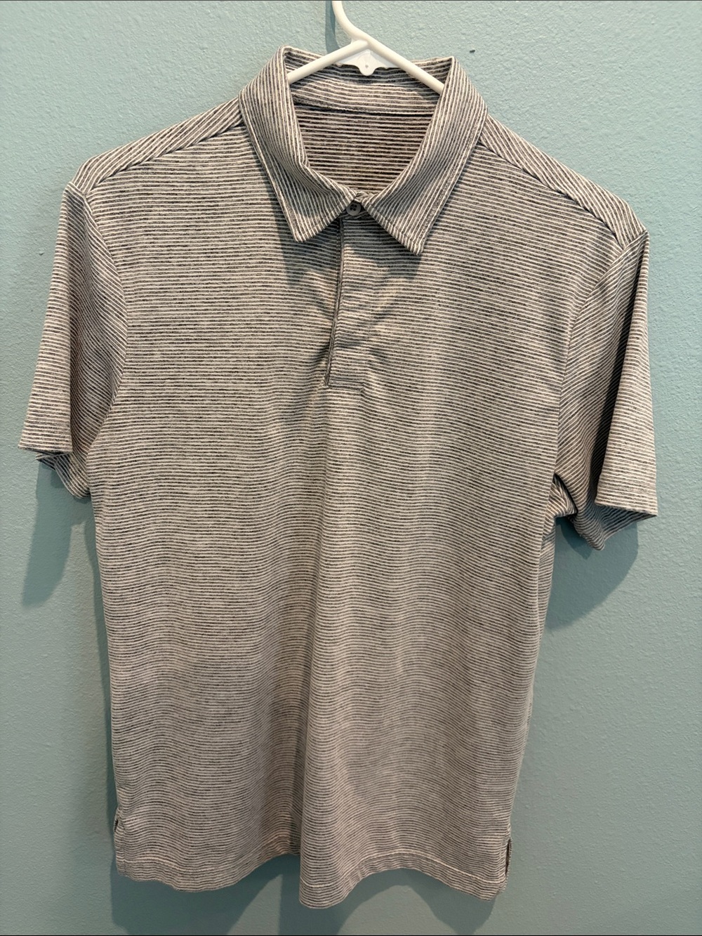 Men's Striped Gray Polo Shirt - Lightweight Everyday Polo